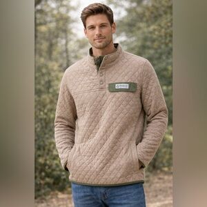 Magellan Outdoors Quilted Pullover Jacket Mens L Classic Fit Snap Pocket